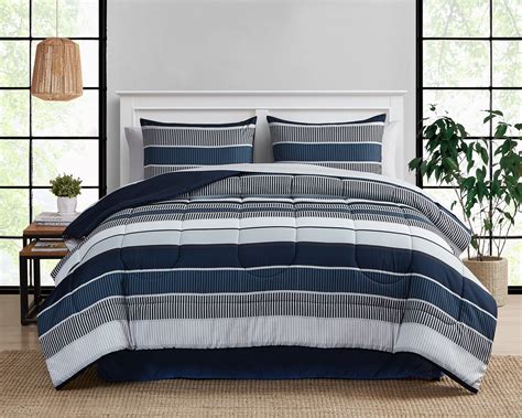 Mainstays Blue Stripe 8 Piece Bed In A Bag Comforter Set With Sheets