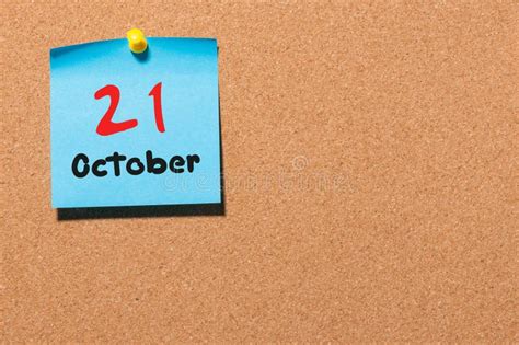 October 21st Day 21 Of Month Color Sticker Calendar On Notice Board
