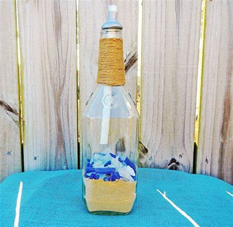 Tiki Torch With Cobalt Blue And White Sea Glass And Sea Shells Click
