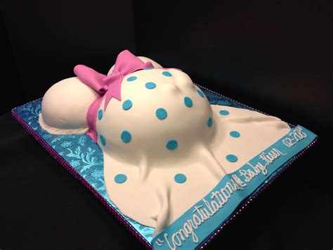 Pregnant Belly Cake For Reveal Party Pregnant Belly Cakes Belly Cake