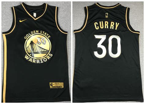 Mens Golden State Warriors 30 Stephen Curry Black Gold Edition