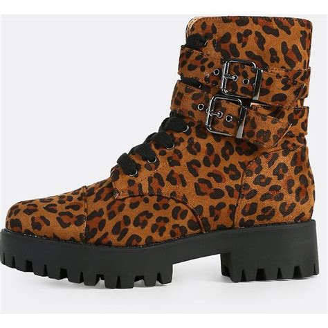 Sheinsheinside Leopard Print Lace Up Boots Leopard 45 Liked On