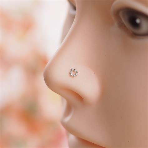 3 Mm Circle Dot Fishtail Nose Stud Dot Nose Stud Dainty Nose Etsy