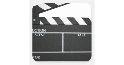 Clapboard Movie Slate Clapper Film Square Sticker Zazzle
