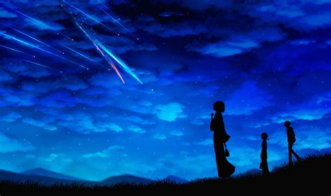 Your Name Silhouette Scenic Mitsuha Miyamizu Clouds Night Landscape Anime