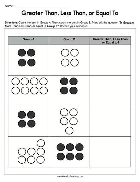 Greater Than Less Than Or Equal To Worksheet By Teach Simple