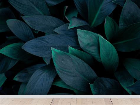 Dark Botanical Wallpaper With Tropical Leaves Peel And Stick Etsy