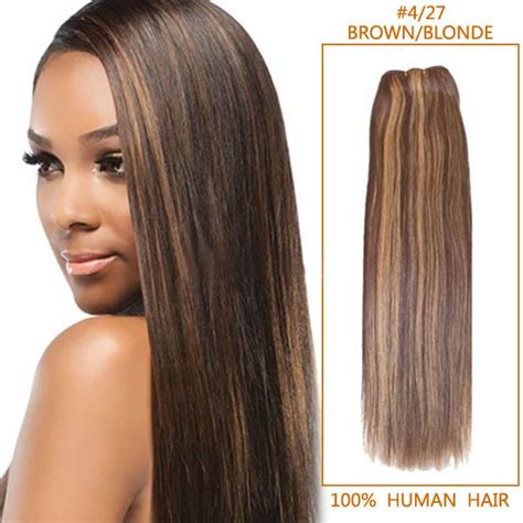 18 Inch 427 Brownblonde Straight Indian Remy Hair Wefts