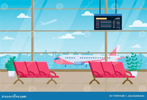 Airport Departure Lounge Vector Cartoon Illustration Cartoondealer