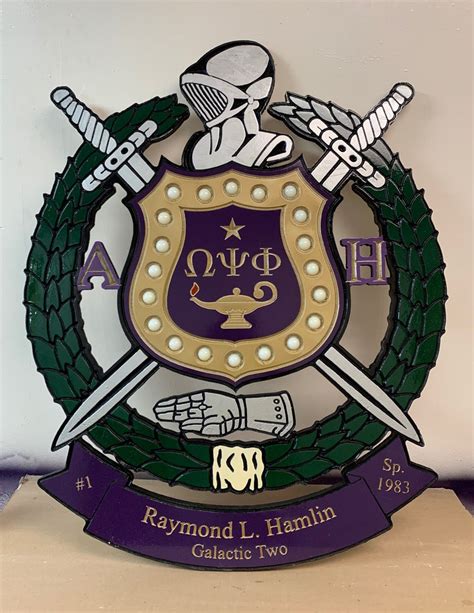 Omega Psi Phi Fraternity Banner 30 Inch Lighted Carved Shield Pa