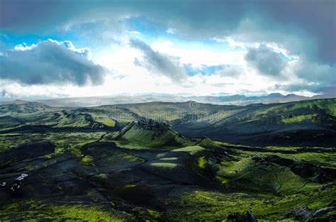 Landscape Of Lakagigar Volcanic Valley Central Iceland Stock Photo