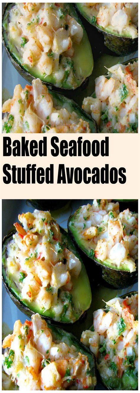 Baked Seafood Stuffed Avocados Recipe Avocado Recipes Seafood