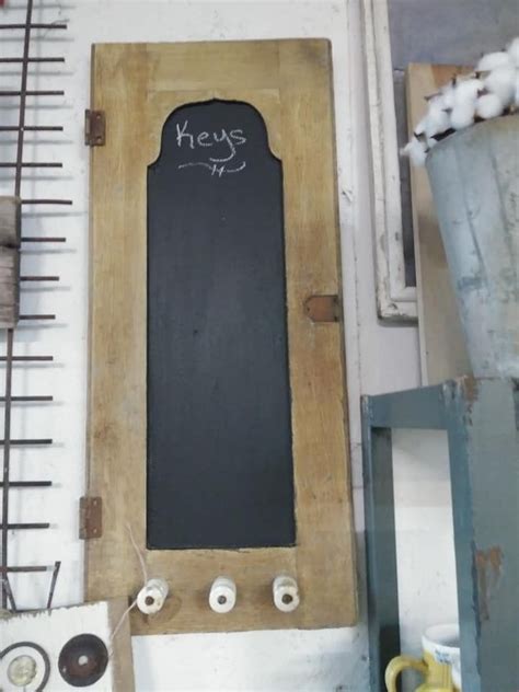 Cute Chalkboard And Key Holder Created From Old Cabinet Door Old