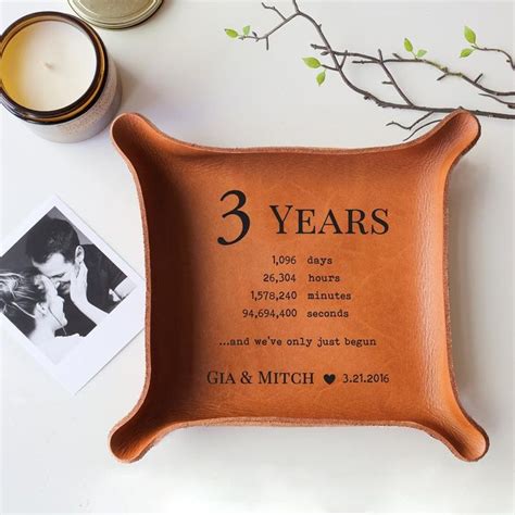 3rd anniversary gifts for her leather. 3 Years / Leather Anniversary Gifts / Personalized Leather ...