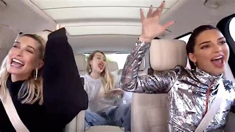 miley cyrus crashes kendall jenner and hailey baldwin s ‘carpool karaoke youtube