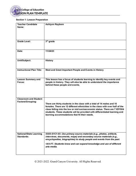 Coe Lesson Plan Template 1done Lesson Plan Template Section 1