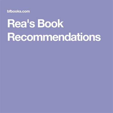 Rea's Book Recommendations | Book recommendations, Books ...