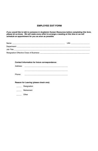 Free 25 Employee Resignation Forms In Pdf Ms Word