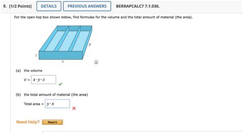 Solved For The Open Top Box Shown Below Find Formulas For