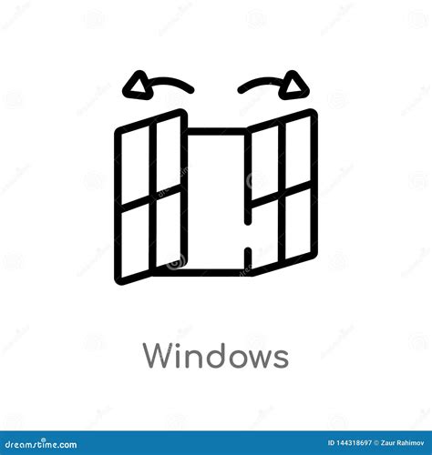Outline Windows Vector Icon Isolated Black Simple Line Element