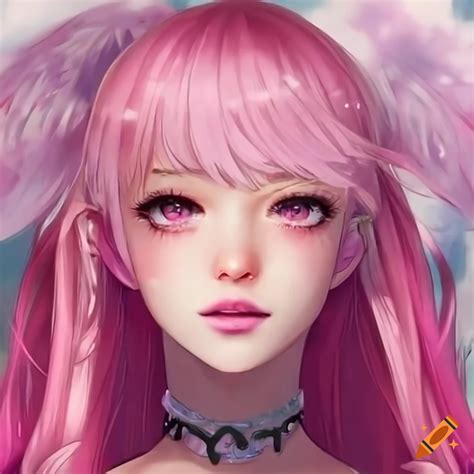 Artistic Portrait Of A Girl With Pink Hair And Eyes