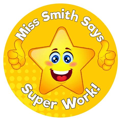 110 Personalised Teacher Reward Stickers For Pupils Orange Star Thumbs