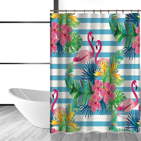 Flamingo Design Waterproof Shower Curtain Little Luxuries Designs