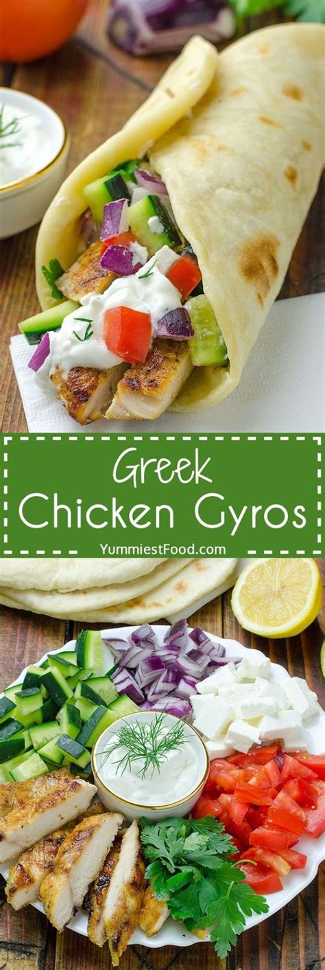 Greek Chicken Gyros With Tzaziki Sauce And Pita Flatbread The Dinner