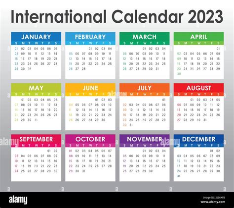 Colorful Calendar Year 2023 Vector Design Template Simple And Clean