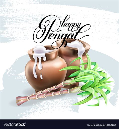 Happy Pongal Greeting Card Design To South Indian Vector Image