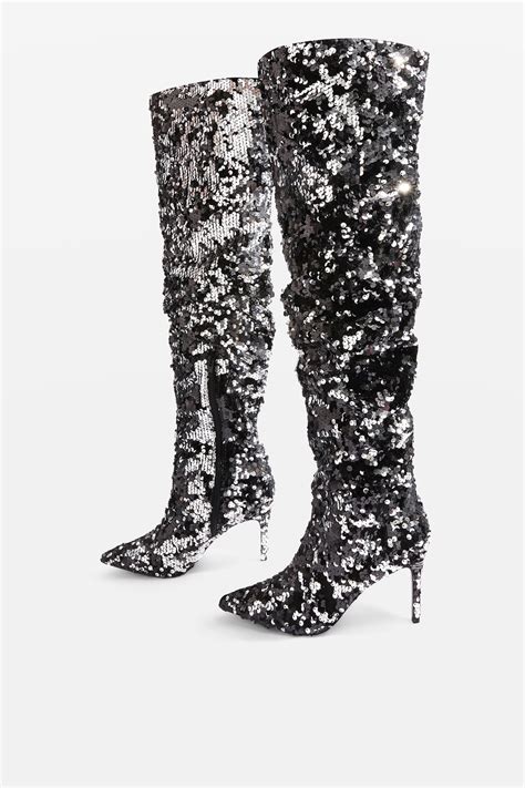 Bejeweled Knee High Sequin Boots