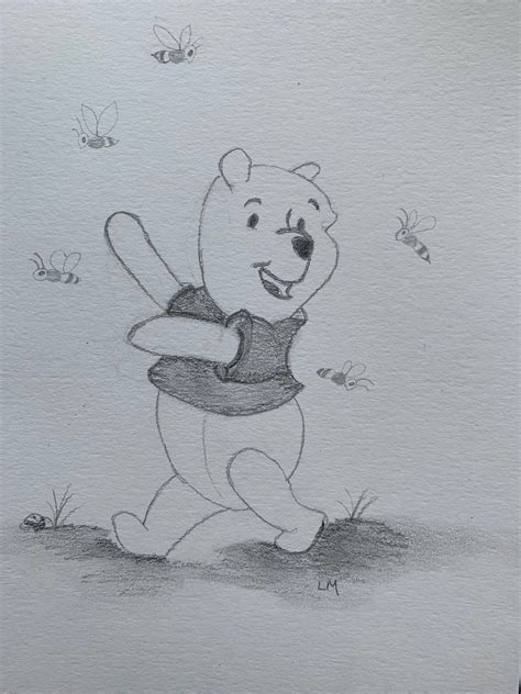 Original Drawing Winnie The Pooh Pencil Drawing Original Pooh Etsy