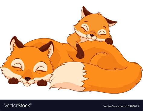 Foxes Sleeping Royalty Free Vector Image Vectorstock Cartoon Clip