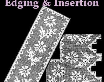 Butterfly Edging Insertion Filet Crochet Pattern Etsy