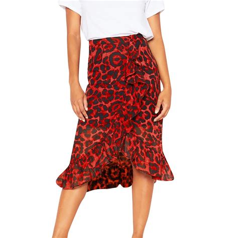 Feitong Leopard Print Vintage Women Skirts Fashion Loose High Waist