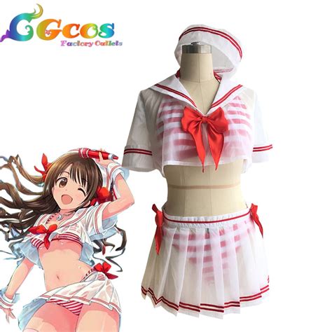 Cgcos Free Ship Cosplay Costume The Idolmaster Cinderella Girls Uzuki Shimamura Swimsuit Uniform