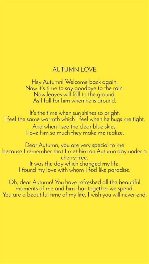 Autumn Love Hey Autumn Welcome Back Again Now I English Poetry Nojoto