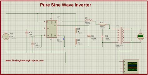 Pure Sine Wave Inverter Using 555 Timer In Proteus The Engineering
