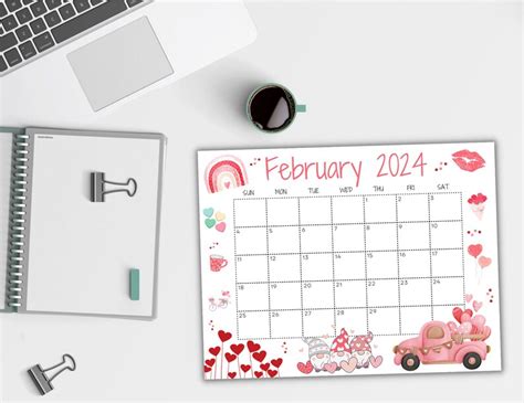 Editable February Calendar 2024 Printable Wall Calendar 2024 Etsy