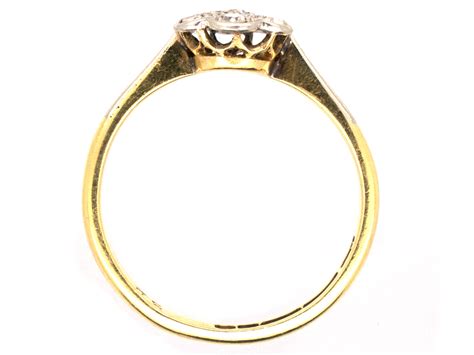 Edwardian Ct Gold Platinum Diamond Set Daisy Ring G The