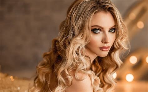 Woman Golden Big Wavy Curly Hair Stock Photo Free Download