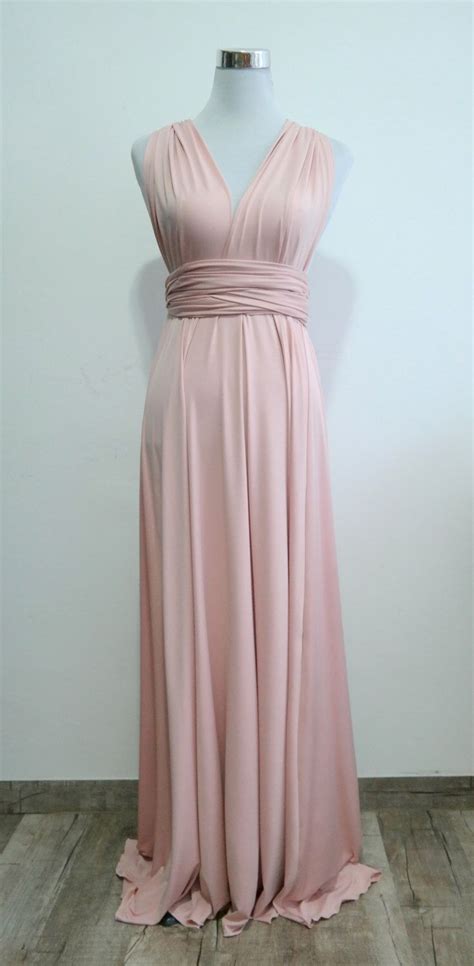 Full Ballgown Length Convertible Infinity Multiway Wrap Dress In Dusty Pink With Complimentary