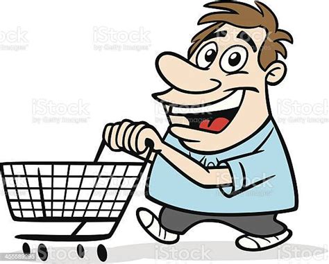 Cartoon Guy With Shopping Cart Stock Illustration Download Image Now