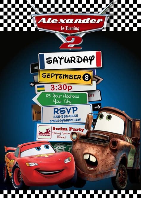 The invitations templates have blank fields to fill and edit for create your personalized birthday card (printable digital templates, blank cards and invitations to edit online). Lightning Mcqueen Invitations Printable | Cars birthday ...