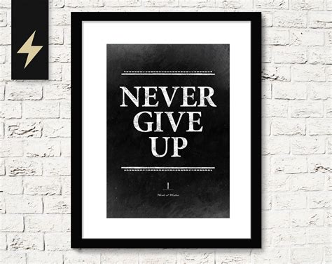 Never Give Up Motivational Wall Art Inspirational Poster Etsy