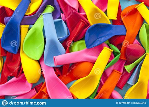 Lots Of Deflated Multicolored Balloons Stock Image Image Of Pile