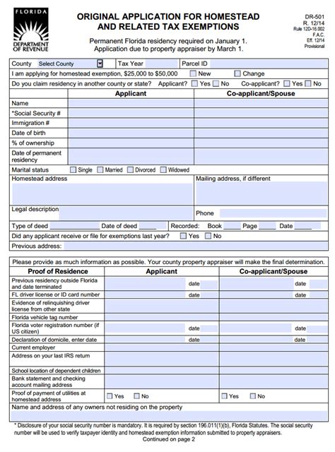 Free Florida Application For Homestead And Related Tax Exemptions Pdf