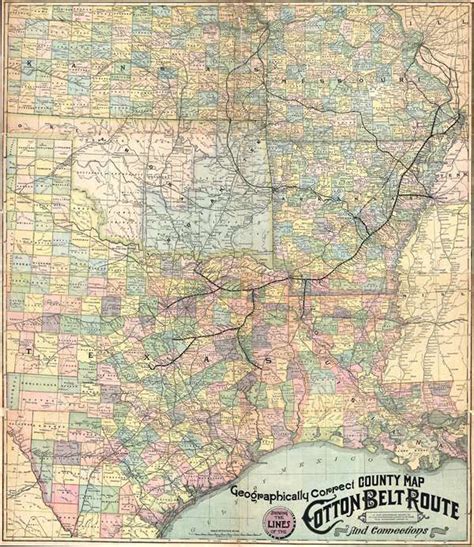 Geographically Correct County Map Showing The Lines Of The Cotton Belt
