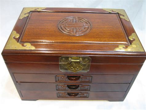 Chinese Rosewood Jewelry Box With Brass Accents By Classybag On Etsy