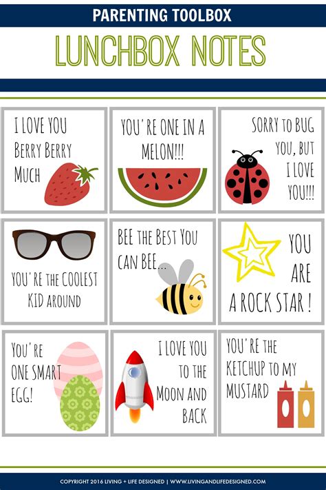 Adorable Printable Lunchbox Notes